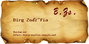 Birg Zsófia névjegykártya