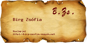 Birg Zsófia névjegykártya